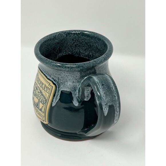 Deneen Pottery Lake Toxaway Greystone Inn NC Drip Green Cup Mug Handthrown USA - Picture 3 of 14